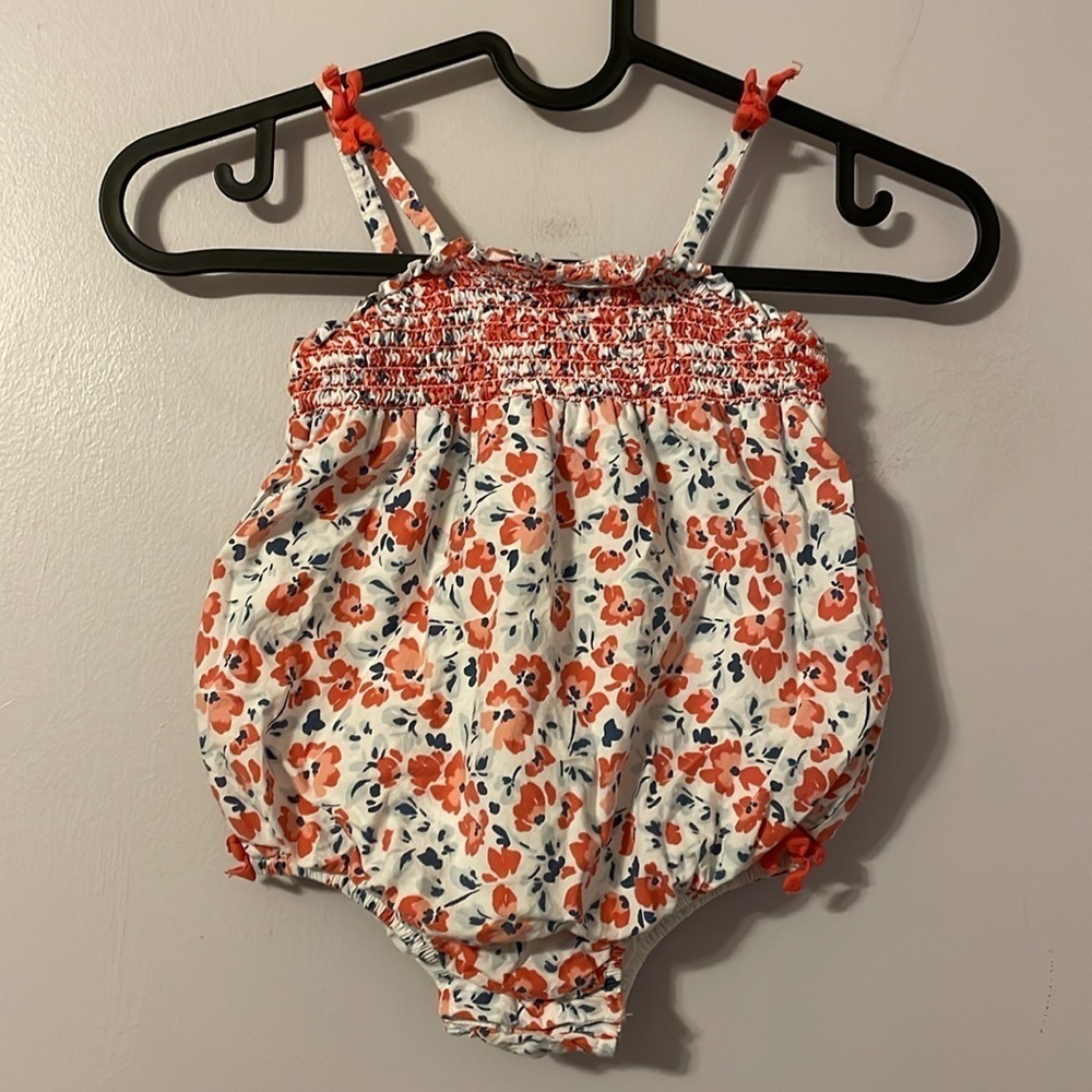 Tommy Bahama Floral Smocked Top Onesie Bodysuit Sleeveless size 18 months